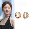 Brincos de Argola com Corrente Zhao Lusi Xiu Me Dazzling Xu Yan Mesmo Estilo para Mulheres em Ouro, Brincos de Argola Exquisitos e Elegantes para Outono e Inverno