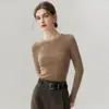 Suéter de cachemira pura listo para usar de primera línea para mujer, cuello redondo capa base 2 nuevos suéteres de punto elegantes de corte ajustado