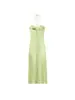 Vestido feminino novo de verão cor sólida da marca Z, cruzamento de fronteira 2026, moda, cetim de seda texturizado, ombro a ombro, atacado de roupas femininas ZA