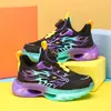 Tênis Esportivo Infantil Respirável de Malha 2025 Novo Outono Sapatos de Estudante para Meninos Tênis de Basquete de Couro Tênis de Meninos com Amortecimento