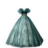 Exame de Arte Vocal Performance de Piano Bel Canto Performance Solo Vestuário Veludo Verde Escuro Moda Vestido de Noite Feminino Apresentadora