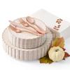Bandeja de Plástico con Borde Bronceado Blanco Leche Bandeja Redonda de Plástico Pétalo para Boda Fiesta Transfronteriza Comercio Exterior