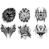 Pegatinas de Tatuaje Estilo Arte Blanco y Negro Transfronterizo con Alas, Flores, Telarañas, Tótemes, Rosas, Fáciles de Aplicar y Quitar, Tatuajes Personalizados de Nicho