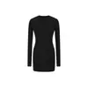 Vestido negro sexy con cuello redondo pequeño, vestido ajustado para mujer, nuevo estilo de principios de otoño, favorecedor para figuras petite, vestido corto ajustado al cuerpo para mujer