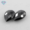 Huagang gema em forma de pêra preto dupla tartaruga superfície zircão pedra nua gota em forma de xadrez superfície preta zircônio CZ anel superfície atacado