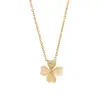 Collar de Flor de Cuatro Hojas con Piedra Ojo de Gato de Alta Gama, Cadena para Clavícula Nueva y de Moda de Lujo Ligero, Decoración de Cadena para el Cuello Moderna y Sencilla