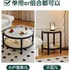 Mesa de centro de vidro estilo japonês com combinação de madeira maciça e trama de rattan, design minimalista nórdico para salas de estar pequenas, mesa de chá redonda para uso doméstico