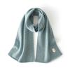 Bufanda de punto cálida de cachemira pura, tejido liso de 7 puntos, cuatro bordes planos, bufanda unisex gruesa y de moda bordada