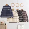 Suéter Infantil para Niños Talla Mediana y Grande Otoño e Invierno Nuevo Estilo 2026 Invierno Suéter Cálido Rayado para Niños