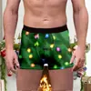Comércio Exterior Transfronteiriço Roupa Íntima Masculina Estampada de Natal Estilo Novo Europeu e Americano Confortável e Respirável Seda de Leite Boxer de Cintura Média