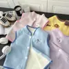 Estilo Minimalista para Niñas Color Sólido Estilo Casual para Niños Ropa Exterior de Primavera y Otoño Chaleco Cálido con Forro Polar Caricatura Otoño e Invierno