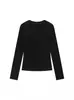 Camiseta de Manga Larga con Diamantes Calientes de Hello Kitty Estilo Retro Americano Hombro Derecho para Mujer Otoño Ajustada Corta Chic Perezosa Delgada