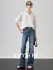 Pantalones de Supermodelo Jocorbei No Ajustados Jeans Acampanados de Cintura Alta para Mujer, Pantalones Bootcut Vintage High Street, Modernos