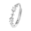 Anillo Fino Estrella de los Deseos Mismo Estilo del Libro Rojo, Lujo Accesible, Anillo de Zirconia Estrella de Cuatro Puntas Suave Apertura Ajustable