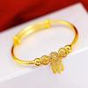 Joias de Ouro Aluvial Apanhador de Sonhos Pulseira Joia de Mão Sólida Feminina Pulseira de Empurrar e Puxar Pulseira de Ouro Imitação Pulseira de Contas de Transferência