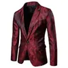 Comercio Exterior Primavera y Otoño Estilo Corte Masculino Traje con Patrón Oscuro de Anacardo Moda Chaqueta de Traje para Hombre de Botón Único Ajuste Delgado