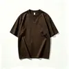 Camiseta de Manga Corta para Hombre Yidi Personalizada, Algodón Peinado de Peso Pesado 270g, Estilo Retro Europeo y Americano, Bolsillo con Remaches Desgastados, Corte Holgado, Cuello Redondo.