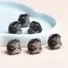 Pingente Esculpido em Pedra Lion com Brilho Prateado Natural Ornamento Pequeno de Cristal Acessório DIY com Contas Atacado