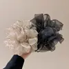 Cuerda para el pelo súper grande de pelo negro esponjoso de alta calidad para mujer, nueva cuerda de flor de maíz, banda para el pelo de alta elasticidad, banda para el pelo, tocado