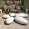 Banqueta de Fibra de Vidro com Aparência de Pedra e Pedras para Shoppings, Parques ao Ar Livre, Assento Oval Criativo Artístico para Lazer