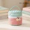 Bolsa de Cosméticos a Cuadros de Color Bloque Coreana Simple Personalizada, Estilo Lindo Portátil para Viaje Acolchada Portátil de Almacenamiento Bolsa de Artículos de Tocador