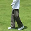 Calça casual lisa transfronteiriça masculina primavera e verão nova tendência japonesa calças de perna reta soltas moda masculina e feminina calças de perna larga simples