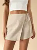 Calça-saia de amarrar lateral modelo novo 2026 transfronteiriça para mulheres, cintura alta, modeladora, irregular, calça-saia falsa de duas peças