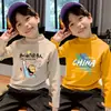 Nova Camiseta de Base Derong Outono e Inverno Justa para Meninos, Felpada e Moderna, Camiseta de Manga Longa Meia-Gola para Crianças Pequenas e Médias