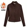 Traje de Yoga con Cremallera y Cuello Alto para Mujer Otoño Invierno Cálido Partícula de Núcleo Polar Fino Manga Larga Chaqueta Adelgazante Ajustado Pilates Top Deportivo