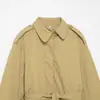 Venta al por mayor transfronteriza 2026 Moda europea y americana casual holgada con botones, gabardina acolchada con cinturón para mujer A68323