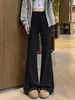 Pantalones Deportivos Negros Micro-Acampanados para Mujer Otoño 2026 Nuevos de Cintura Alta Adelgazantes de Campana Casuales Acampanados para Mujer