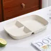 Plato individual transfronterizo de paja de trigo plato dividido de plástico plato para comida rápida plato para frutas plato para comidas de pérdida de peso plato de tres compartimentos comercial
