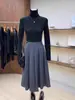 Camiseta Interior de Punto de Cuello Medio Alto Gris de Gama Alta para Mujer en Otoño e Invierno, Que Se Puede Usar Encima de Otra Prenda, de Manga Larga para Personas Bajitas