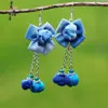 Pendientes de Teñido con Nudo de Yunnan Artístico Creativo Puesto Étnico Yunnan Dali Teñido con Nudo Tinte Azul Flor de Viaje Auricular Taibao