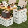 Caja de Almacenamiento Conveniente para Camping al Aire Libre, Gabinete de Almacenamiento para Maletero de Coche Montable con Tapa de Madera, Cesta de Almacenamiento Plegable Portátil para Picnic