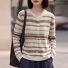 Suéter Cardigan de Punto de Lana Nuevo Otoño 2026 para Mujer, Cuello Redondo, Jacquard Vintage Fair Isle, Corte Holgado, Abrigo Talla Grande