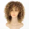 Peluca transfronteriza para mujeres africanas, cabello castaño corto y rizado, cabello pequeño y rizado, cabeza explosiva, multicolor, opcional, fabricante en stock