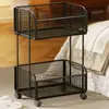 Cesta de ropa sucia para dormitorio lavabo estante de almacenamiento de detergente para ropa de doble capa de pie carrito para huecos de baño estante de almacenamiento para baño