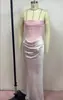 Nuevo vestido largo con pliegues de espina de pescado, tubo de cintura multicolor cruzado ins europeo y americano, pecho descubierto, hombros descubiertos, cadera ceñida
