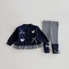 Conjunto de Otoño e Invierno para Niñas 2026 Versión Coreana Top Suéter Tejido Gatito Kt y Pantalón Largo Conjunto de Dos Piezas para Bebés Niñas
