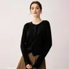 Cárdigan 100% Cachemir Puro para Mujer Cuello Redondo Manga Larga Tejido Versátil Estilo Coreano Suéter de Estilo Suave Suéter de Cachemir Ropa de Abrigo