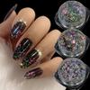 Cross-border nail art joias nova luz laser camaleão mágico espelho pó magia cor lantejoulas grossas atacado