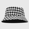 Sombrero de pescador de verano con estampado de pata de gallo, de doble cara, moderno y versátil, ideal para viajes y vacaciones.
