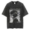 Camiseta lavada de anime transfronterizo MobPsycho100, ropa urbana para hombre, moda casual retro gráfica Harajuku