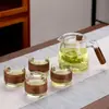 Tetera de vidrio con separación de té y agua, juego de té resistente a altas temperaturas, estufa eléctrica de cerámica para hervir agua, tetera para conservar la salud, especialmente diseñada para personas mayores