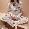 Pijama Doce para Mulheres, Estilo Fino de Manga Longa para Primavera e Outono, Conjunto Popular de Homewear Fofo de Verão para Estudantes, Para Ambientes com Ar Condicionado