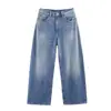 Jeans de Pierna Ancha de Bolsillo de Cuero de Cintura Alta Nuevos de Primavera 2026 para Mujer Transfronterizos 5252011