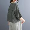 Foto Real de Tops Artísticos Simples Casuais com Xadrez Fino para Mulheres, Pulôveres Soltos e que Cobrem o Corpo para Mulheres, Novo Estilo de Verão Japonês e Coreano de 2025