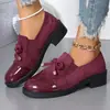 2024 Mocasines Slip-on de Amazon para Mujer Otoño Lazo Tacón Grueso Transfronterizos Tallas Grandes Planos 43 Planos Rojos
