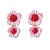 Pendientes de Aleación con Forma de Flor de Color Contrastante, Estilo Europeo y Americano Transfronterizo, Moda Simple Retro, Personalidad Delgada, Pintados, Pendientes Elegantes Diarios para Mujer